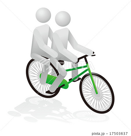 自転車の二人乗りイラストのイラスト素材