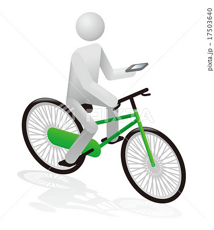 スマホを見ながらの自転車運転イラスト 17503640