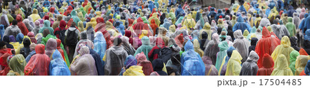 Crowd in colorful raincoats 17504485