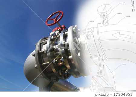 Sketch piping design mixed with industrial photo 17504953