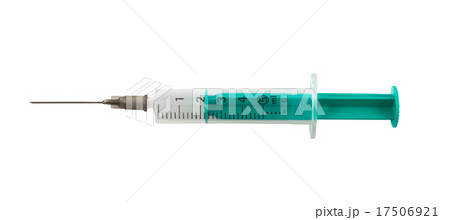 One-off medical syringe with needle isolated 17506921