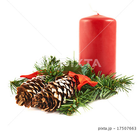 Candle and fir-tree branch composition Candle and fir-tree branch composition 17507663