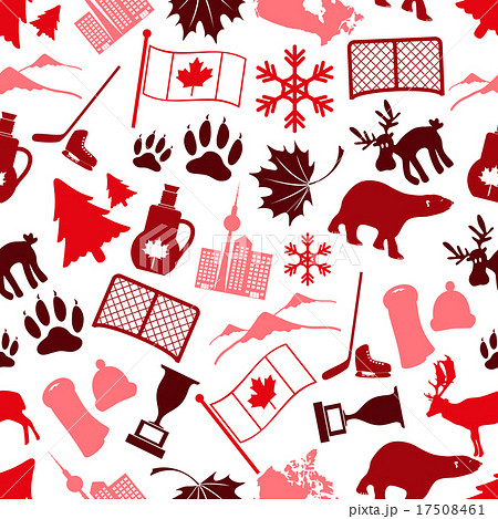 Canada Country Theme Symbols Seamless Pattern のイラスト素材