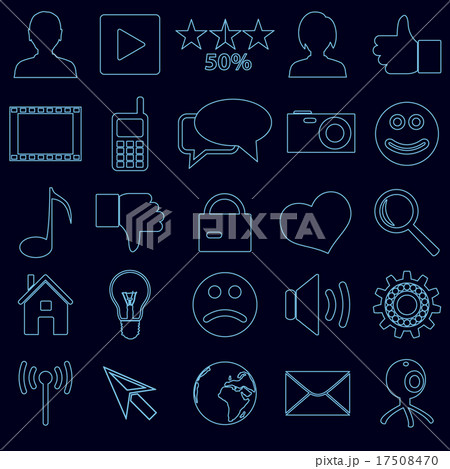 web and social networks set of outline icons web and social networks set of outline icons 17508470
