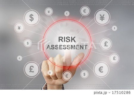 business hand pushing risk assessment button 17510286
