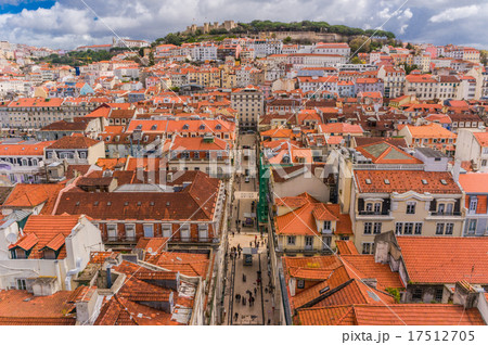 Lisbon, Portugal city skyline over Santa Justa Rua 17512705