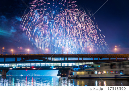 Fireworks over Moscow river, Russia 17513590