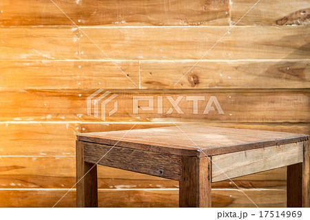 Empty top wooden table and wooden wall background 17514969