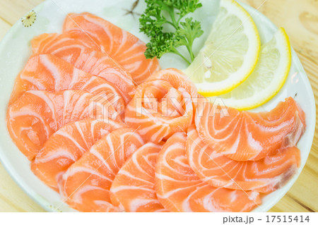 Fresh red salmon texture in the restaurant 17515414