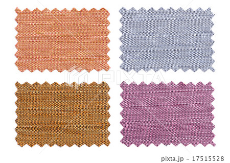 Set of sample pieces color fabric isolated on white Set of sample pieces color fabric isolated on white 17515528