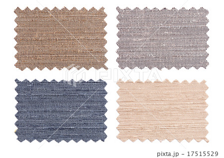 Set of sample pieces color fabric isolated on white 17515529