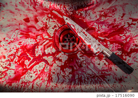 Kitchen sink with knife and blood for Halloween Kitchen sink with knife and blood for Halloween 17516090