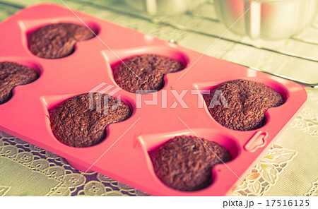Chocolate muffins on table ( Filtered image processed vintage ef Chocolate muffins on table ( Filtered image processed vintage ef 17516125