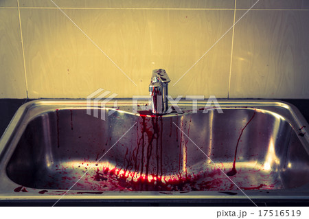 Kitchen sink with blood for halloween ( Filtered image processe 17516519