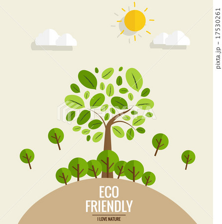 ECO FRIENDLY. Ecology concept with tree background. Vector illus 17530261