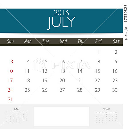 2016 calendar, monthly calendar template for July. Vector illust 17530323