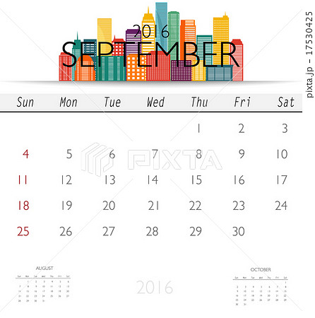 2016 calendar with Creative building design template, monthly ca 17530425