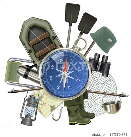 Vector Fishing Tackle with Compass 17530471