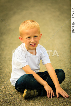Little thoughtful boy child portrait outdoor Little thoughtful boy child portrait outdoor 17533436