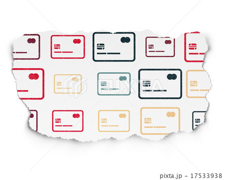 Finance concept: Credit Card icons on Torn Paper 17533938