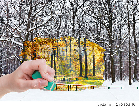 eraser erases autumn and winter woods is appearing 17535346
