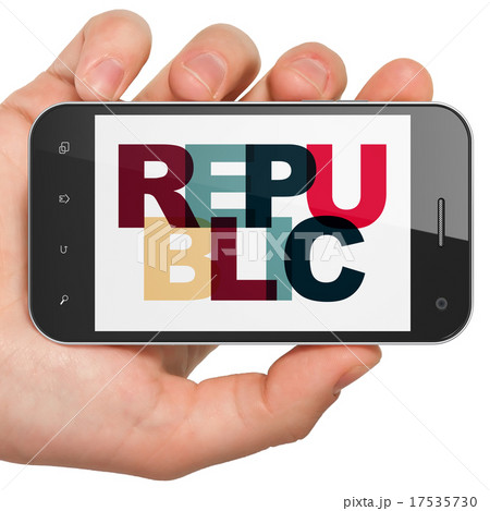 Political concept: Hand Holding Smartphone with Political concept: Hand Holding Smartphone with 17535730