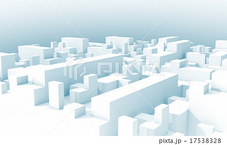 Abstract white schematic 3d cityscape, blue toned 17538328