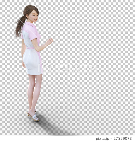 Pink one piece woman perming3DCG illustrations material Pink one piece woman perming3DCG illustrations material 17539078