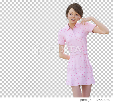 Pink one piece woman perming3DCG illustrations material Pink one piece woman perming3DCG illustrations material 17539080