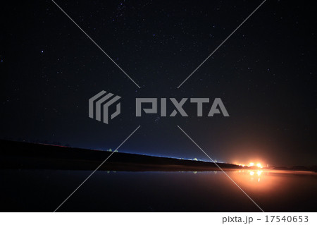 starry night sky landscape lake 17540653