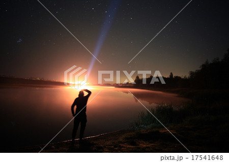 night man at Lake starry sky space alien 17541648