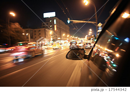 blurred urban look of the car movement nights 17544342