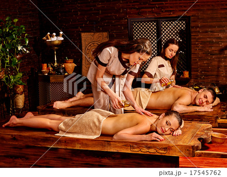 Couple having Ayurvedic spa treatment. 17545762