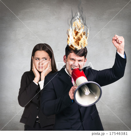 man having his brain on fire because of stress 17546381