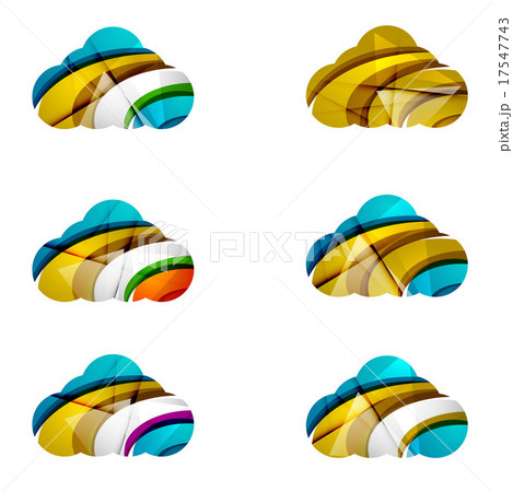 Set of abstract cloud computing icons, business Set of abstract cloud computing icons, business 17547743