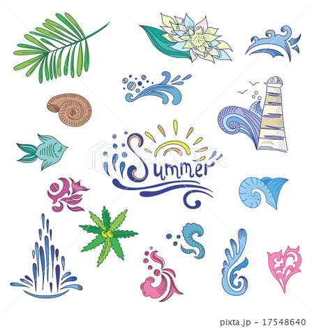 Colorful Sketch Style Summer Icons 17548640