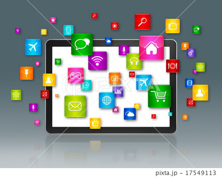 Digital Tablet and flying apps icons 17549113