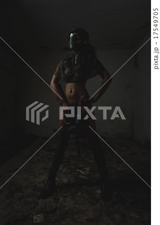 Naked woman with paintball gun 17549705