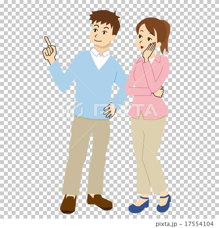 男性が指さす若いカップル 17554104