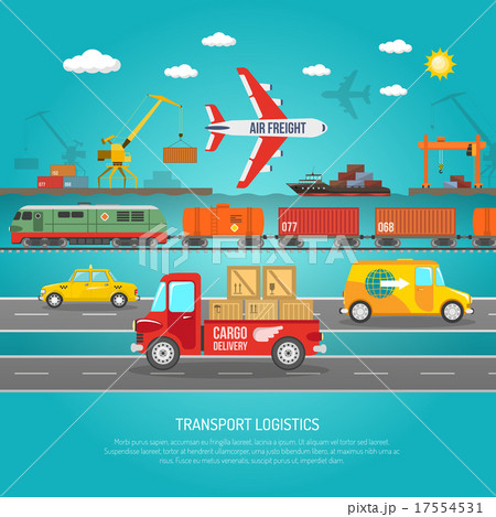 Logistics transportation details flat poster print 17554531