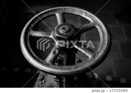 old handwheel of valve. Black and white 17555094