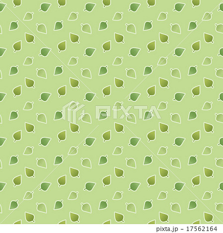 シンプルな緑の葉イラスト リーフ柄 シームレス 連続 繰り返し パターン 壁紙 背景素材のイラスト素材