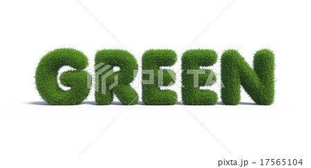 Symbols Green made of green grass. 3d render Symbols Green made of green grass. 3d render 17565104