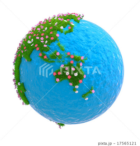 Planet with continents of green grass and flowers Planet with continents of green grass and flowers 17565121