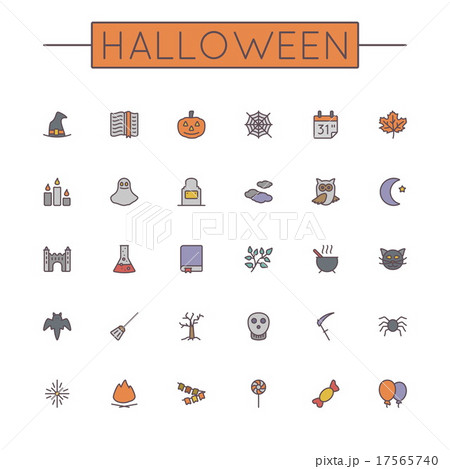Vector Colored Halloween Line Icons 17565740