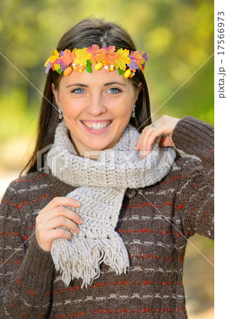 woman in autumn forest woman in autumn forest 17566973