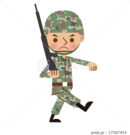 銃を担いで行進する自衛官 軍人のイラスト素材