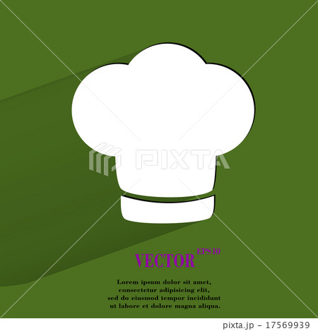 Chef cap. Cooking. Flat modern web button with lon 17569939