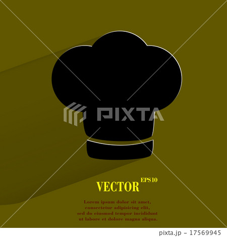 Chef cap. Cooking. Flat modern web button with lon 17569945