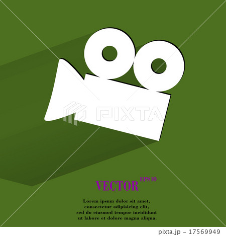Video-camera. Flat modern web button with long sha 17569949